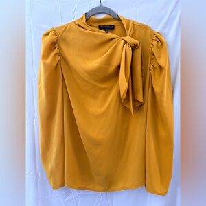 Eloquii Vibrant Mustard Tie neck Top
